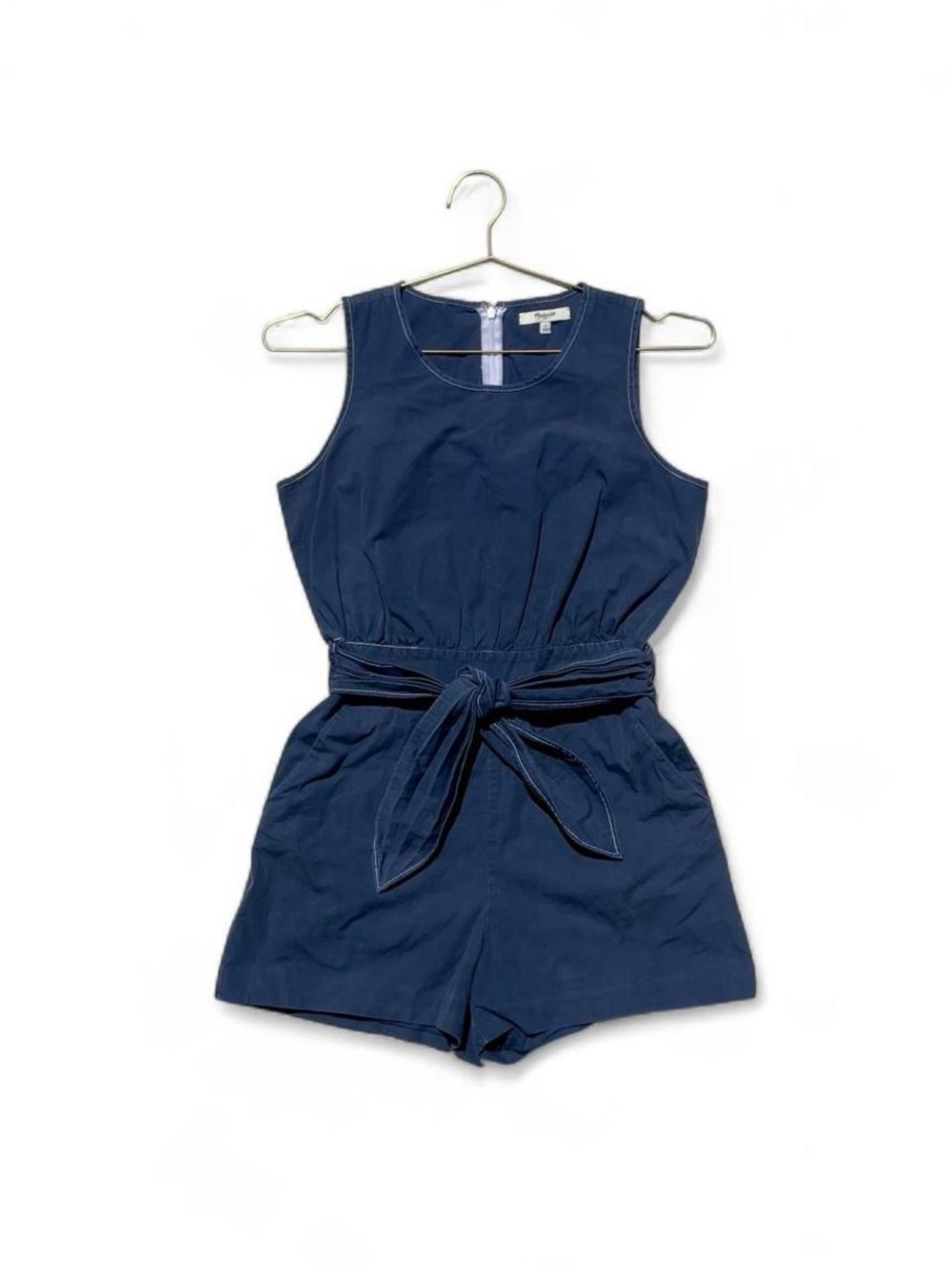 Madewell Navy Tie Waist Romper Size 2 Sleeveless Summer Jumpsuit